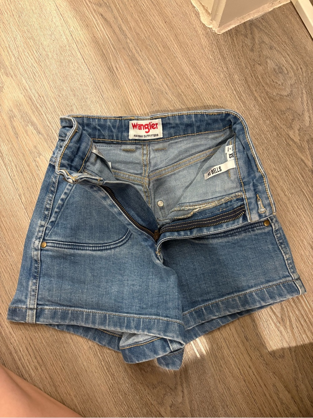 Wrangler Denim High-Rise Light Blue Jean Shorts